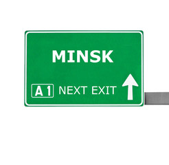 MINSK road sign isolated on white