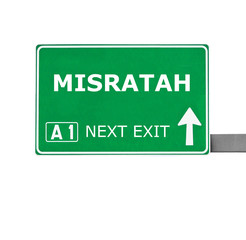 MISRATAH road sign isolated on white