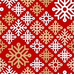 Colorful snowflake  pattern. Seamless vector background. Winter story. Each snowflake individually for easy editing.