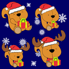 baby squirrel cartoon xmas set in vector format