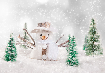 Christmas background with snowman