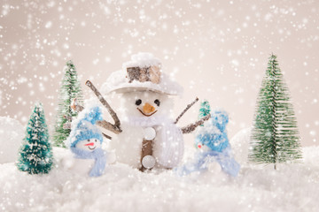 Christmas background with snowman