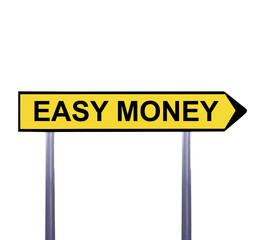 Conceptual arrow sign isolated on white - EASY MONEY