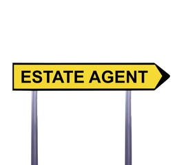 Conceptual arrow sign isolated on white - ESTATE AGENT