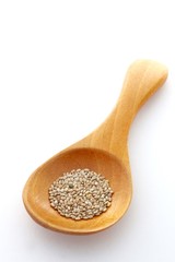 Chia Seeds on White Background