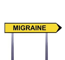 Conceptual arrow sign isolated on white - MIGRAINE