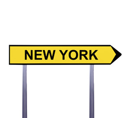 Conceptual arrow sign isolated on white - NEW YORK