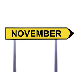 Conceptual arrow sign isolated on white - NOVEMBER
