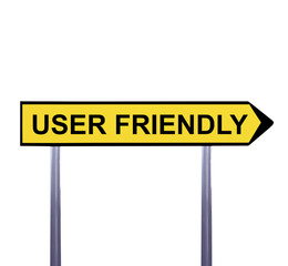 Conceptual arrow sign isolated on white - USER FRIENDLY