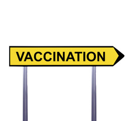 Conceptual arrow sign isolated on white - VACCINATION