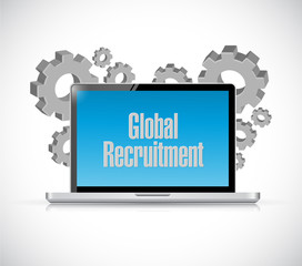 Global Recruitment tech computer sign concept