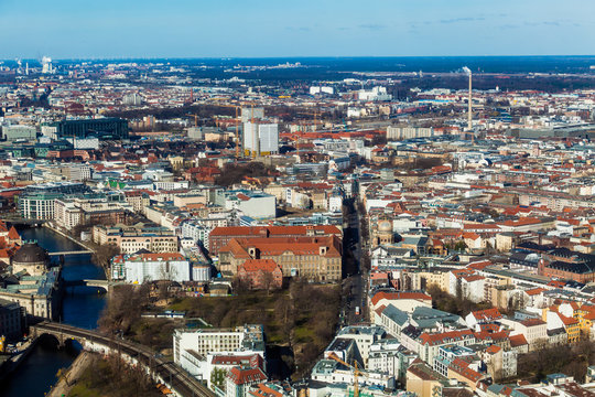 Aerial view of Berlin. Panorama of Berlin.  Berlin bird's-eye vi
