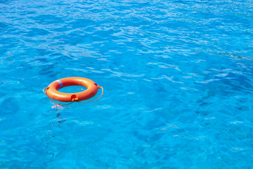 Lifebuoy in the blue sea