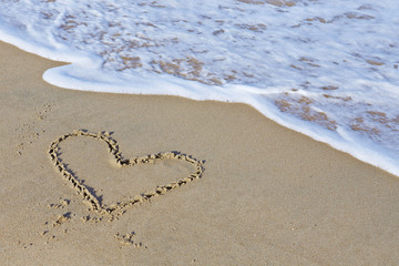 砂浜に書いたハート