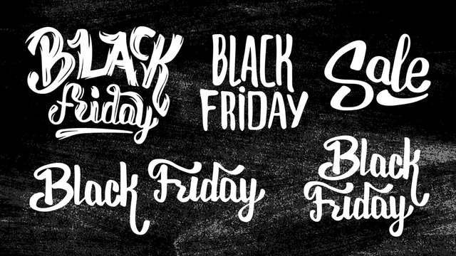 Black Friday Sale stickers set on black chalkboard