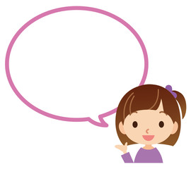 案内する子供　吹き出し　コピースペース
