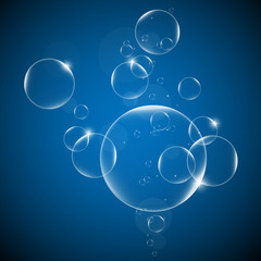 Water bubbles on a Blueand Black  background EPS10 illustration