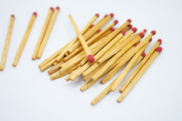 Matches on white background