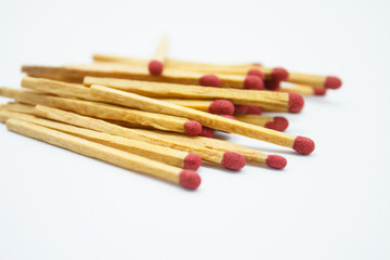 Matches on white background