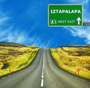 IZTAPALAPA road sign against clear blue sky
