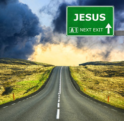 JESUS road sign against clear blue sky