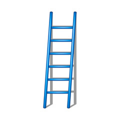 Wooden ladder in blue design with shadow