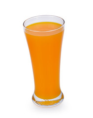 glass of orange juice on white background