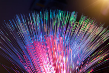 optical fibres dinamic flying from deep on technology background