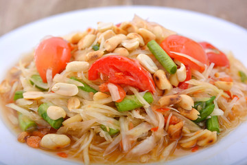 traditional Thai papaya salad or somtum