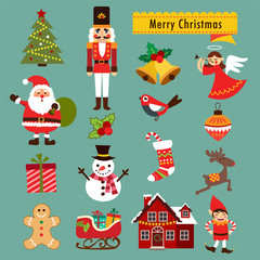 Christmas decoration icons, illustration and elements