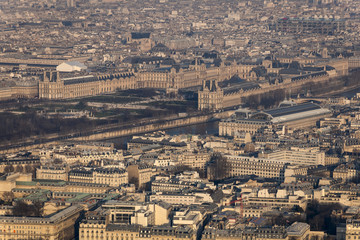 Fototapeta premium The 'Louvre' & the 'musée d'Orsay' from the Eiffel Tower