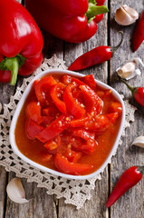 Red peppers marinated