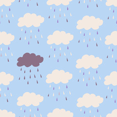 Seamless pattern whith clouds rain