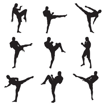 muay thai martial arts silhouettes
