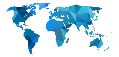 World map with Abstract Colorful Triangular texture
