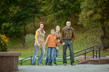 Happy family walking