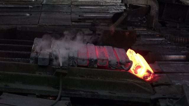 molten metal cooled with water
