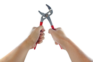 hand using a wrench