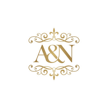 A&D Initial logo. Ornament ampersand monogram golden logo Stock Vector
