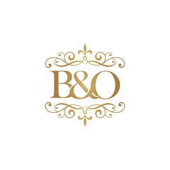 B&O Initial logo. Ornament ampersand monogram golden logo