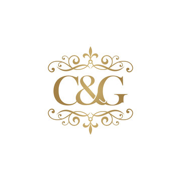 C&G Initial logo. Ornament ampersand monogram golden logo