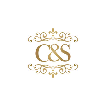 C&S Initial logo. Ornament ampersand monogram golden logo