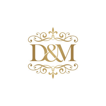 D&M Initial logo. Ornament ampersand monogram golden logo