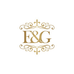 E&G Initial logo. Ornament ampersand monogram golden logo