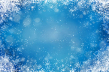 Light blue background with snowflakes