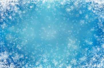 Light blue background with snowflakes