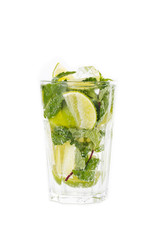 Fresh mojito cocktail isolated on a white background.