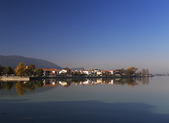 Fototapeta premium Ioannina city Greece, autumn reflection