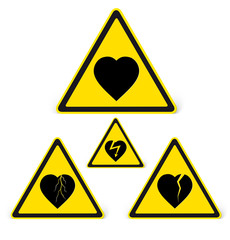 Danger sign. Beware of feelings. Vector illustration