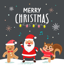 Funny christmas card and poster design. Vector illustration.